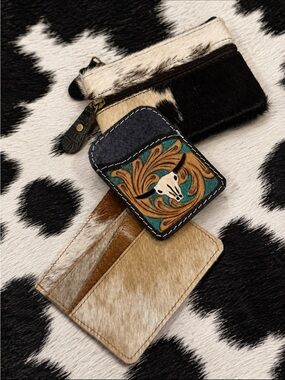 Cowhide and Tooled Leather Card Holders